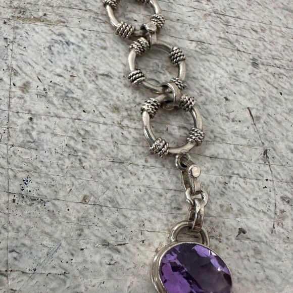 Vintage Multi Gemstone 925 Sterling Toggle Closure Bracelet - Picture 5 of 9